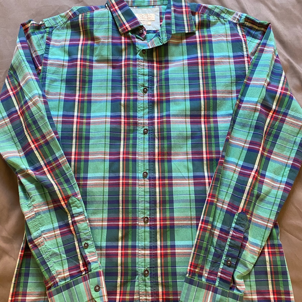 ZARA Slim Fit Long Sleeve Button-Up Shirt